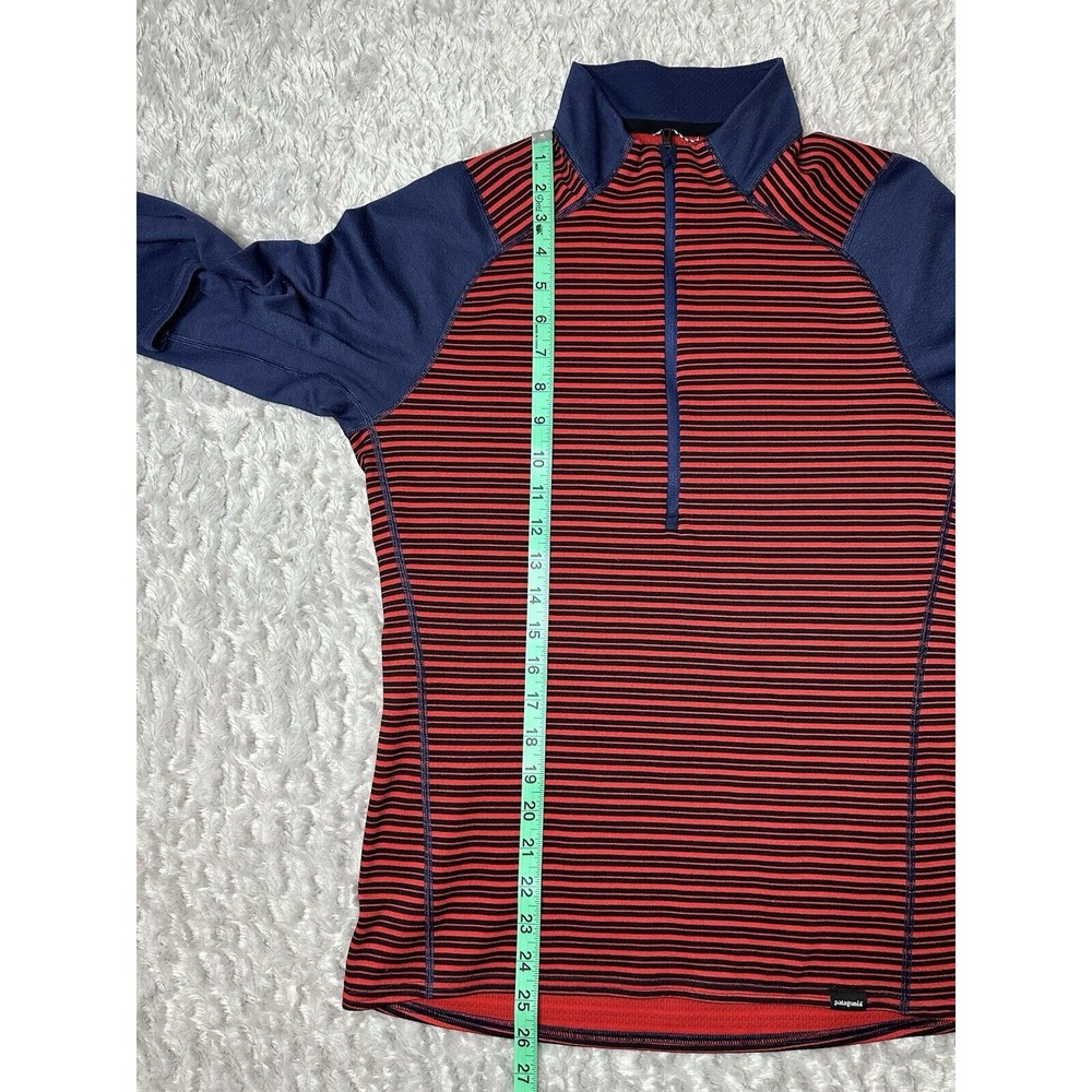 Patagonia Capilene Quarter Zip Pullover Mens S Red Striped Long Sleeve Outdoors - Picture 7 of 8